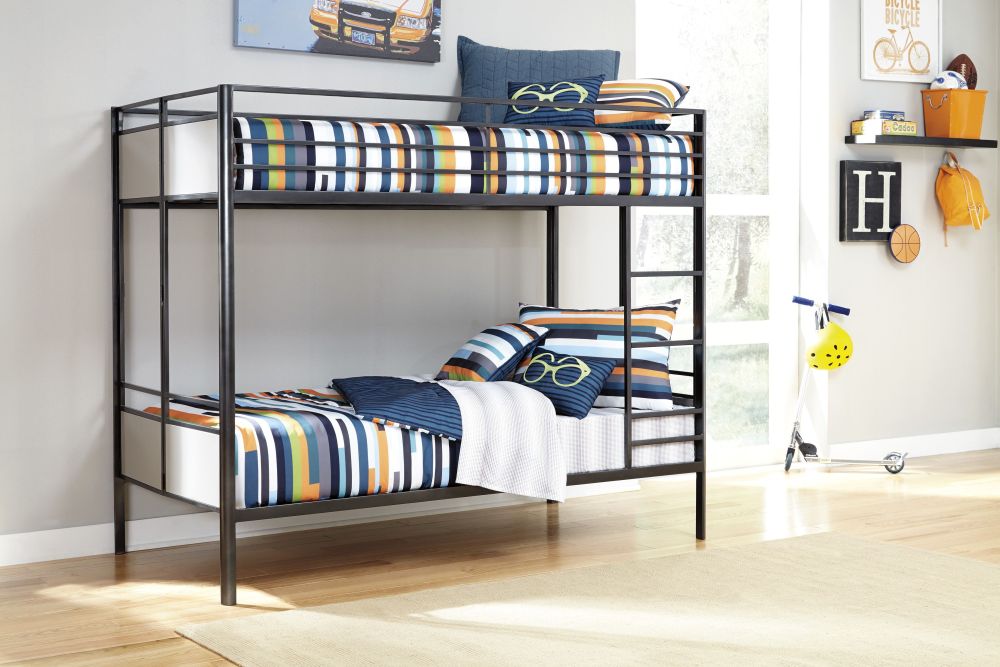 seamans furniture with black bunk bed and colorful striped bedding sets seamans furniture offers marvelous home furnishing products